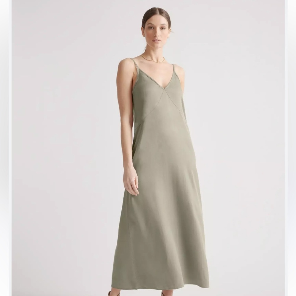H&M satin olive dress